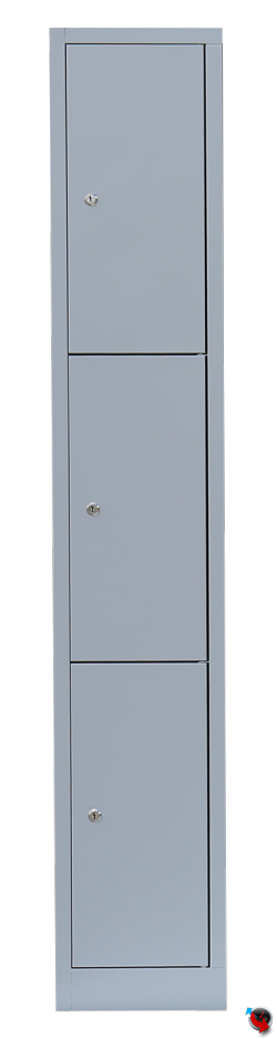 Stahl-Fächer-Schrank -1 Abteil, 3 Fächer übereinander, auf Sockel. Anzahl der Fächer: 3 Fächer ohne Inneneinteilung